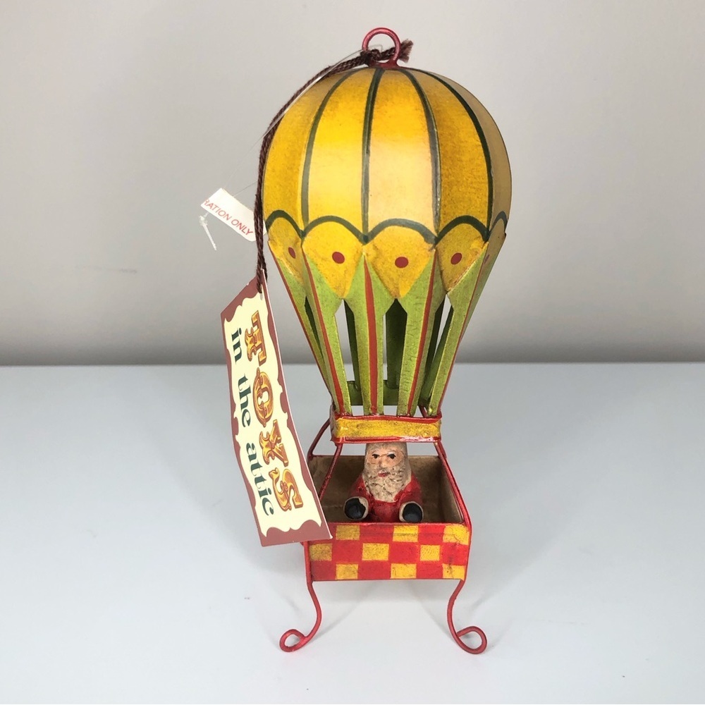 Vintage Toys in the attic Department 56 Santa in Metal Hot air Balloon ornament